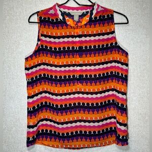 Banana Republic Colorful Blouse Tank Top Semi-Sheer Polka Dot Size Petite M